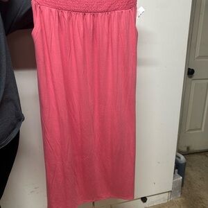 Zenana Outfitters Pink Smocked Midi Skirt